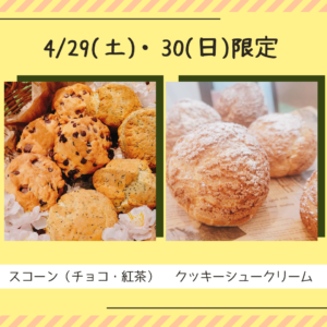 4/29(土)・30(日)限定【スコーン】【クッキーシュークリーム】