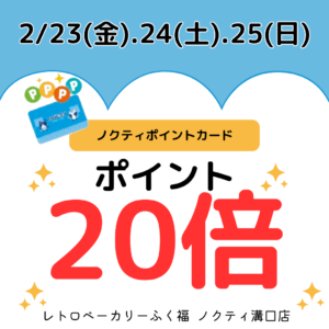 2/23(金).24(土).25(日)は『ノクティポイントカード20倍！』